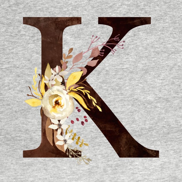 Floral Monogram K Lovely Autumn Foliage by floralmonogram